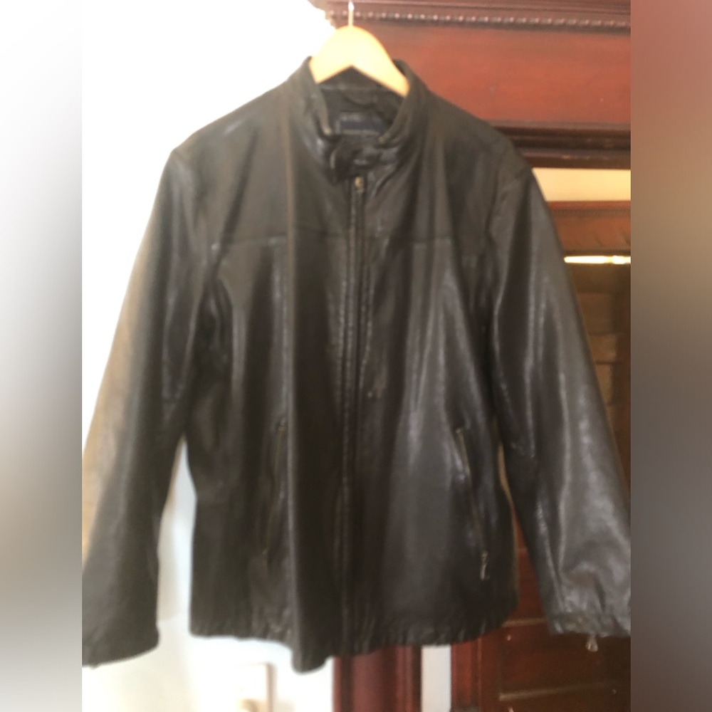 Banana Republic Black Leather Bomber Jacket